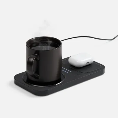 Беспроводное зарядное устройство с подогревом кружки Hot Task, черное — фото 2