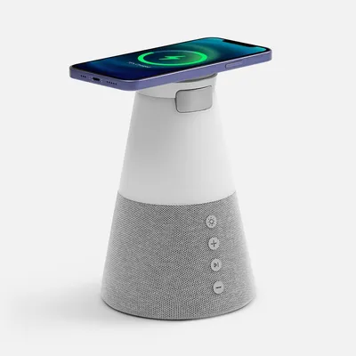 Bluetooth-колонка с беспроводной зарядкой и подсветкой Cone Sonance, серая — фото 2