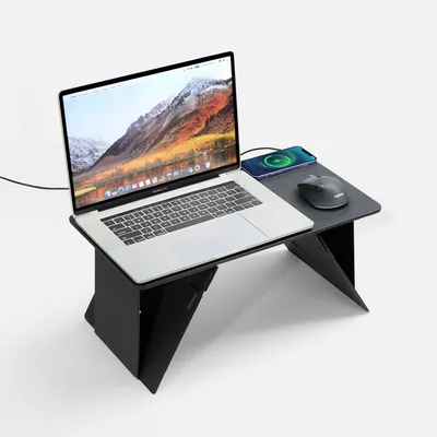Складной стол для ноутбука с беспроводной зарядкой Kickstand Table, серый — фото 1