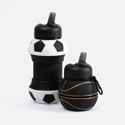 Складная бутылка для воды Football Flex, белая с черным — фото 9