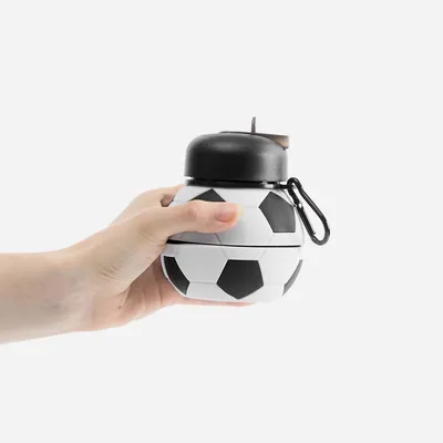 Складная бутылка для воды Football Flex, белая с черным — фото 7