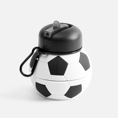 Складная бутылка для воды Football Flex, белая с черным — фото 2