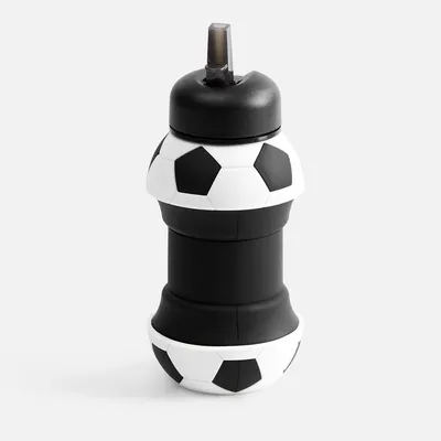 Складная бутылка для воды Football Flex, белая с черным — фото 3