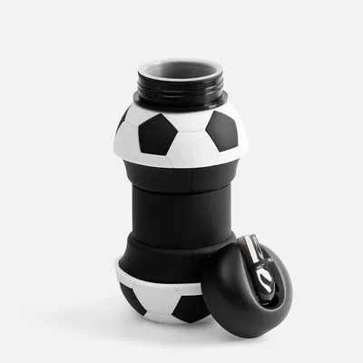 Складная бутылка для воды Football Flex, белая с черным — фото 4