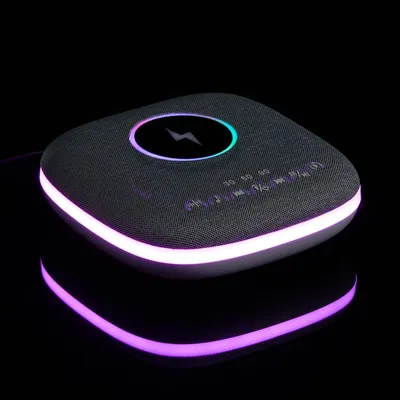Bluetooth-колонка с беспроводной зарядкой и подсветкой Terrafonic, серая — фото 9