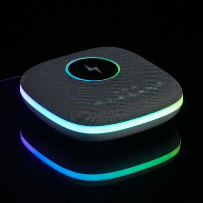Bluetooth-колонка с беспроводной зарядкой и подсветкой Terrafonic, серая — фото 14