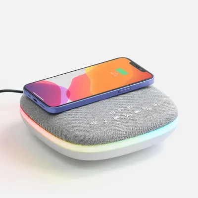 Bluetooth-колонка с беспроводной зарядкой и подсветкой Terrafonic, серая — фото 1