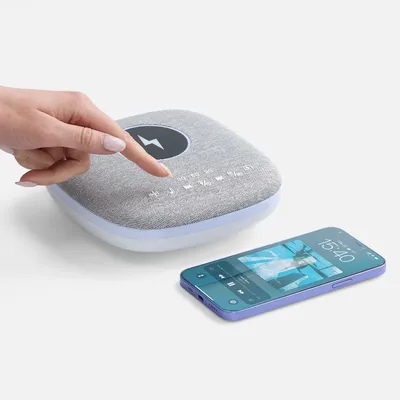 Bluetooth-колонка с беспроводной зарядкой и подсветкой Terrafonic, серая — фото 7