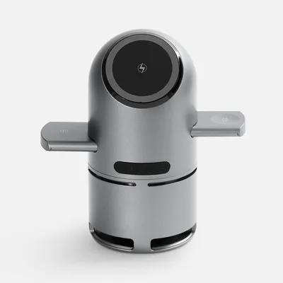 Bluetooth-колонка с беспроводной зарядкой Droid, серая — фото 1