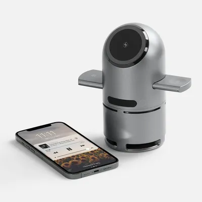 Bluetooth-колонка с беспроводной зарядкой Droid, серая — фото 5