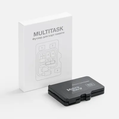 Органайзер для карт памяти и SIM с кардридером Multitask, черный — фото 8