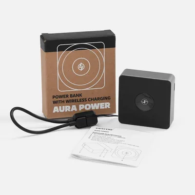 Внешний аккумулятор с беспроводной зарядкой Aura Power 5000 мАч, серый — фото 8