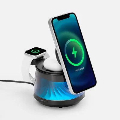 Bluetooth-колонка с подсветкой и беспроводной зарядкой Quantium, черная — фото 1