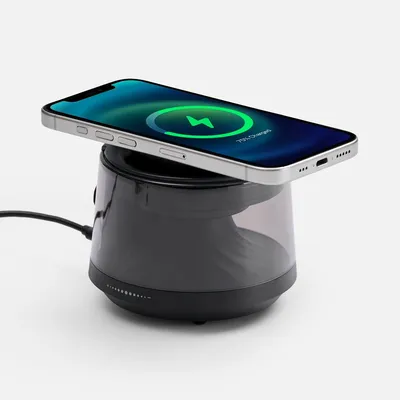 Bluetooth-колонка с подсветкой и беспроводной зарядкой Quantium, черная — фото 2