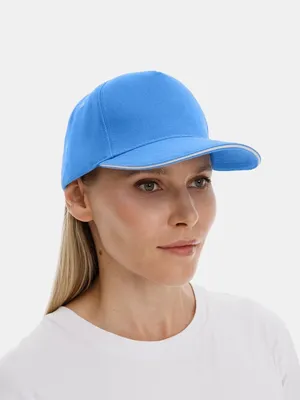 Бейсболка Classic 2.0, синяя с белым кантом — фото 6