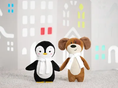 Мягкая игрушка Beastie Toys, пингвиненок с белым шарфом — фото 4