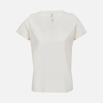 Футболка женская Regent Women с V-образным вырезом, молочно-белая