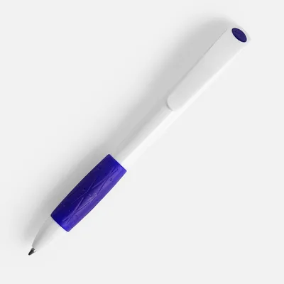 Ручка шариковая Grip, белая (молочная) с синим — фото 2