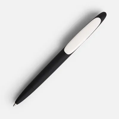 Ручка шариковая Prodir DS5 TRR-P Soft Touch, черная с белым — фото 2
