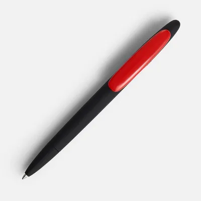 Ручка шариковая Prodir DS5 TRR-P Soft Touch, черная с красным — фото 2
